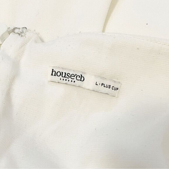 House of CB Babydoll Ivory Chiffon Halter Dress Size L ( Plus Cup) - Picture 9 of 13